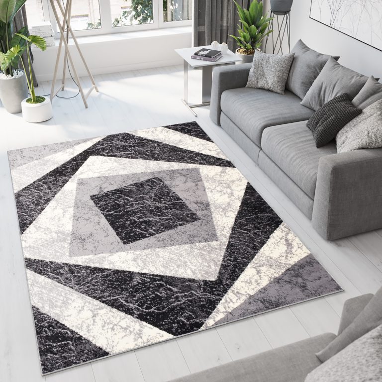 Area Rug Dream Geometric Grey Squares