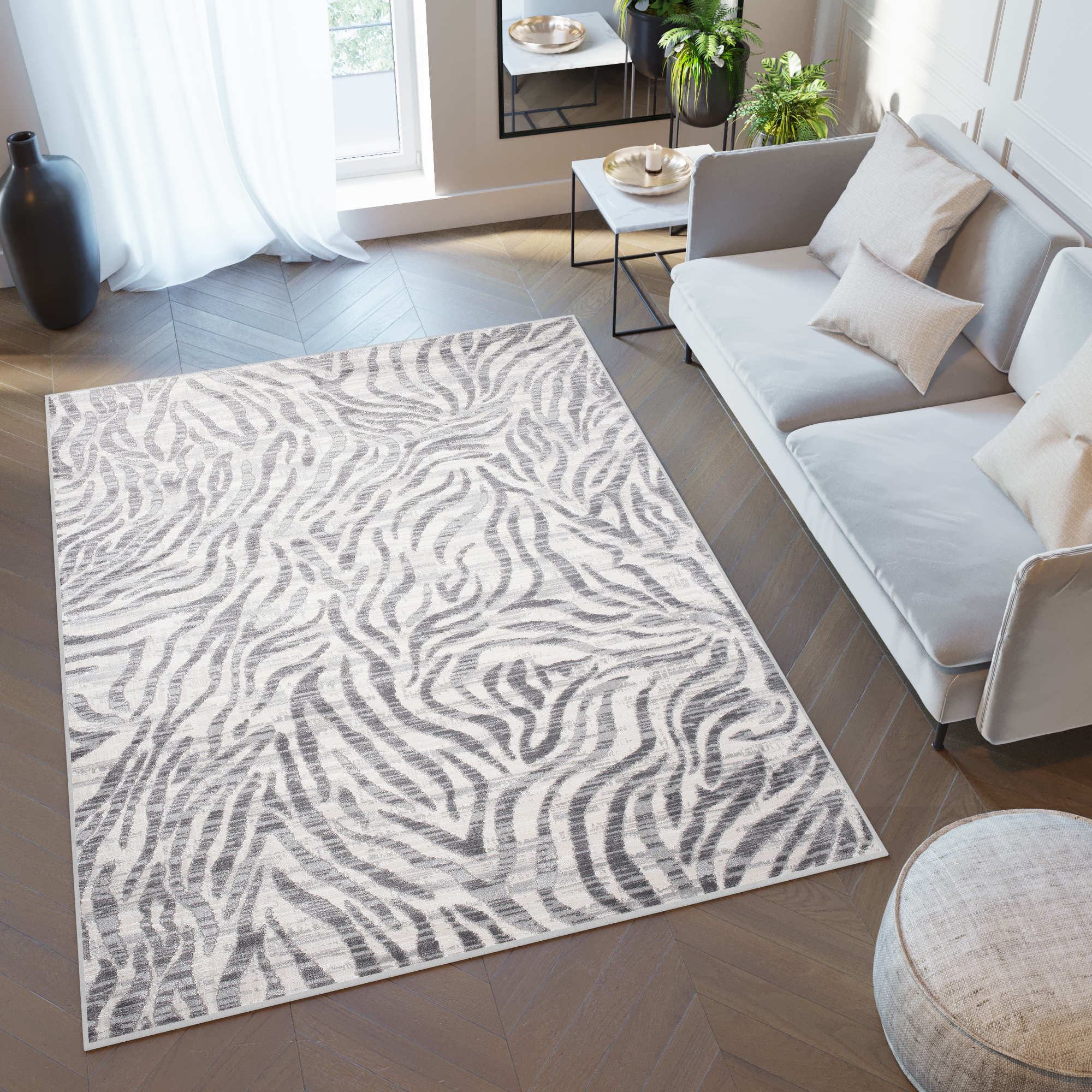 Area Rug Valley Grey Abstract Stripes Zebra