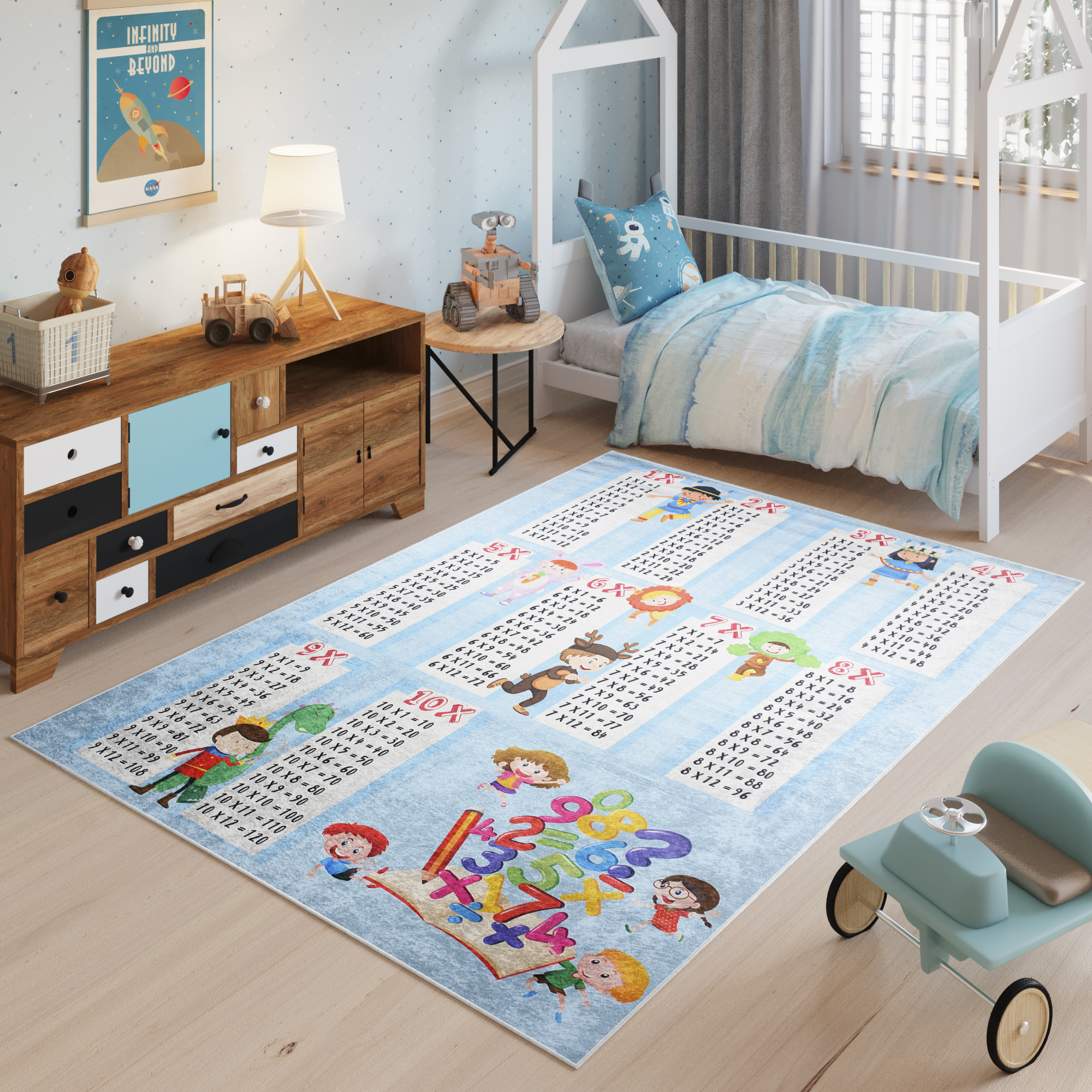 Area Rug Emma Blue Multiplication Table