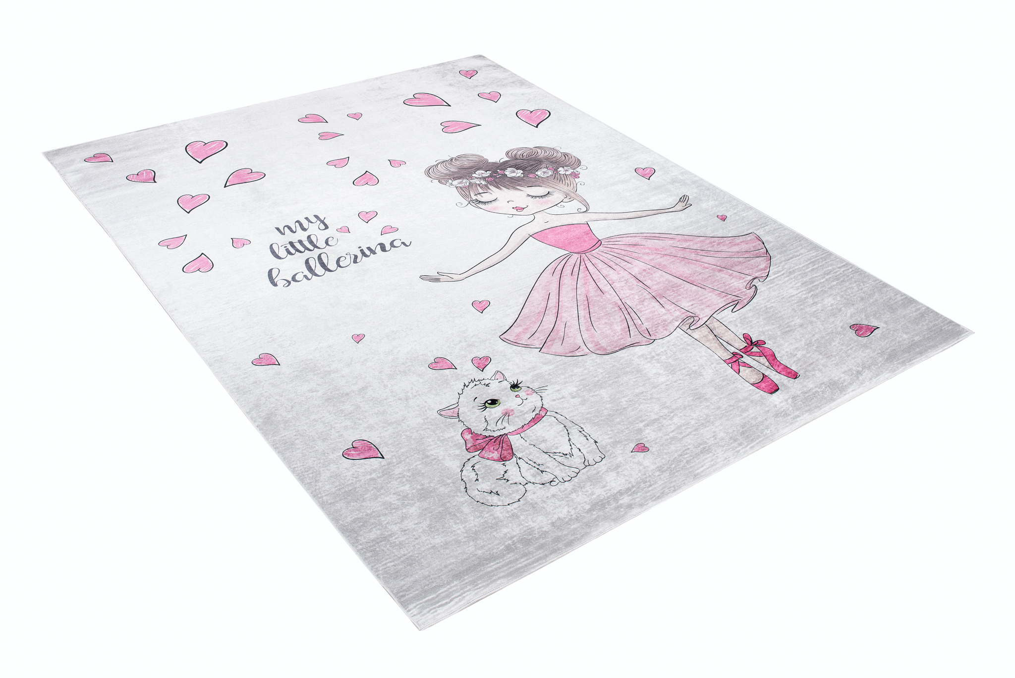 Area Rug Emma Children Anti-Slip Pink Ballerina Cat