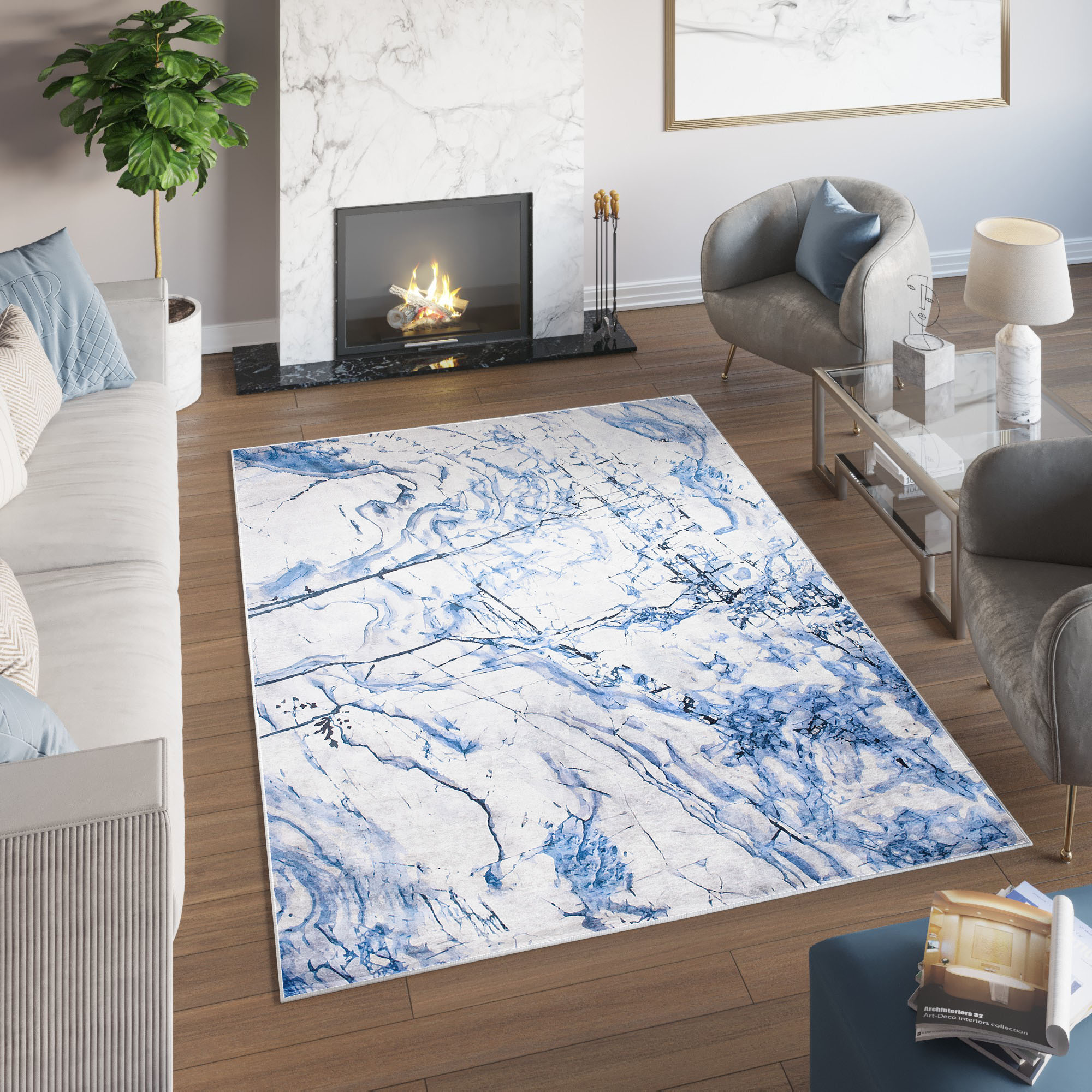 Area Rug Toscana Abstract Blue Grey