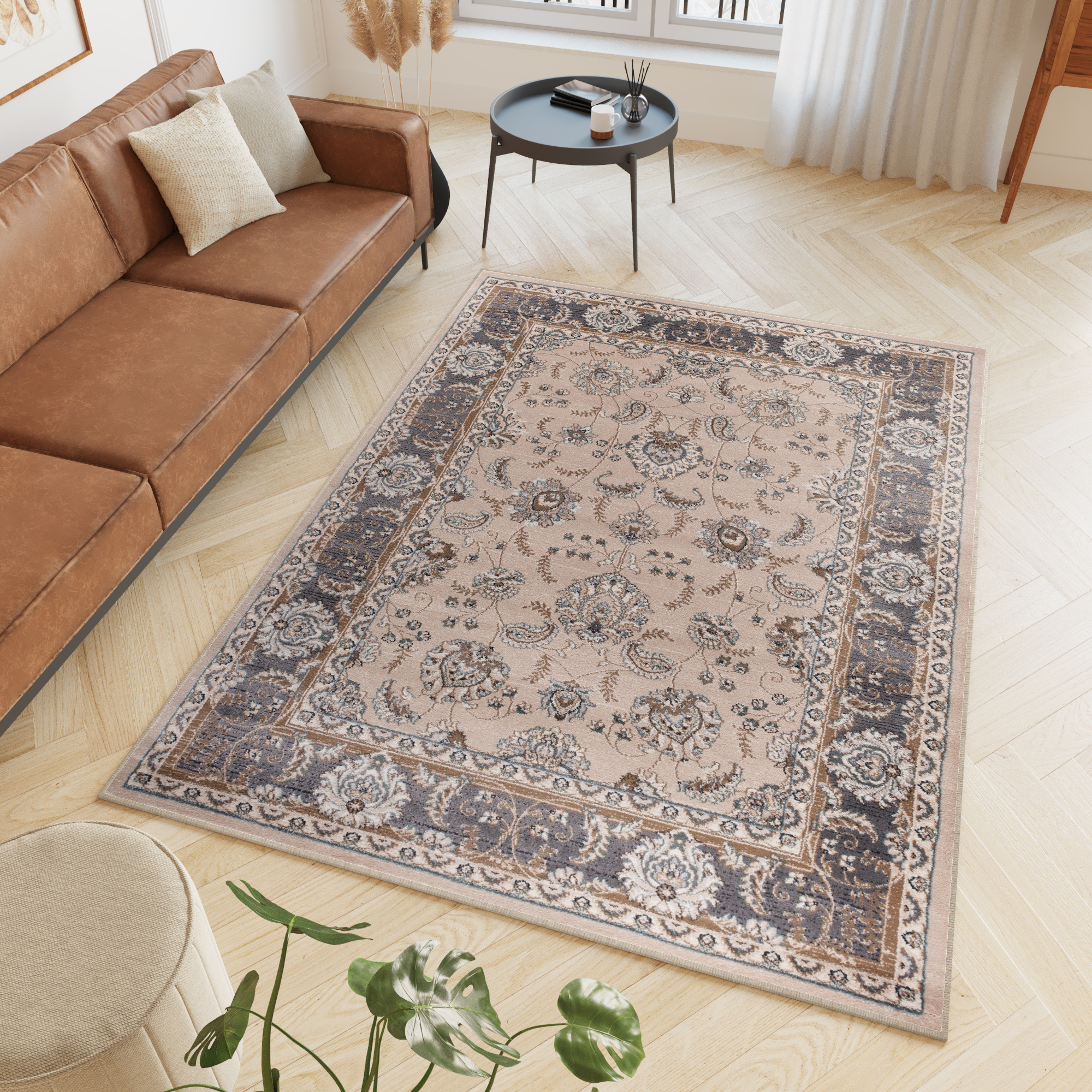 Area Rug Colorado Classic Beige Grey Ornaments