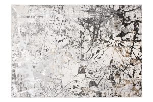 Area Rug Golden Grey Cream Abstract