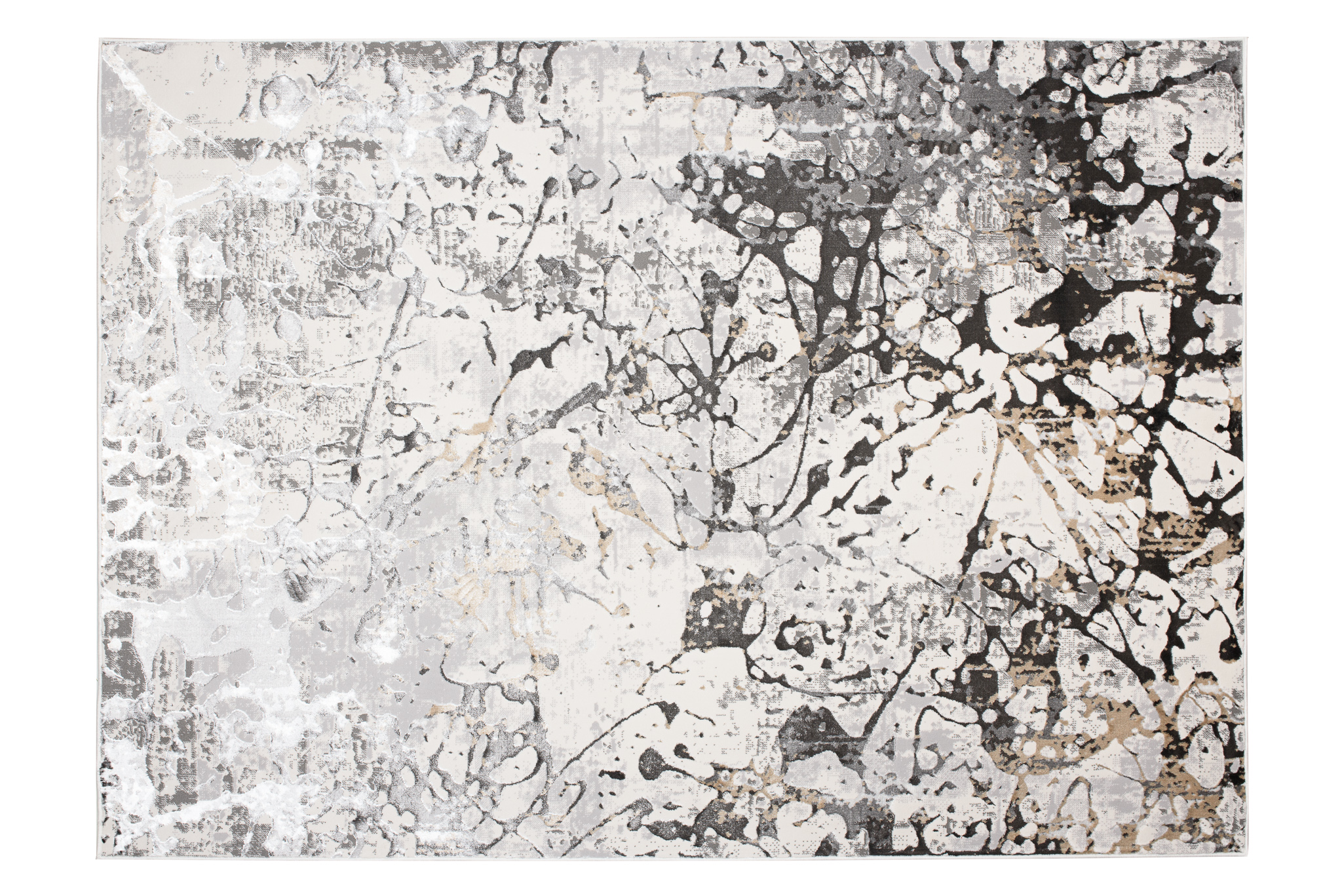 Area Rug Golden Grey Cream Abstract