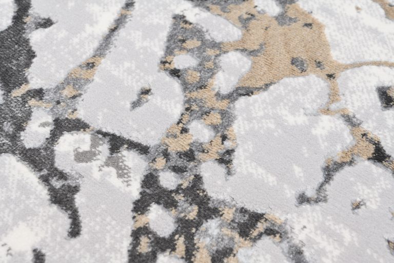 Area Rug Golden Grey Cream Abstract
