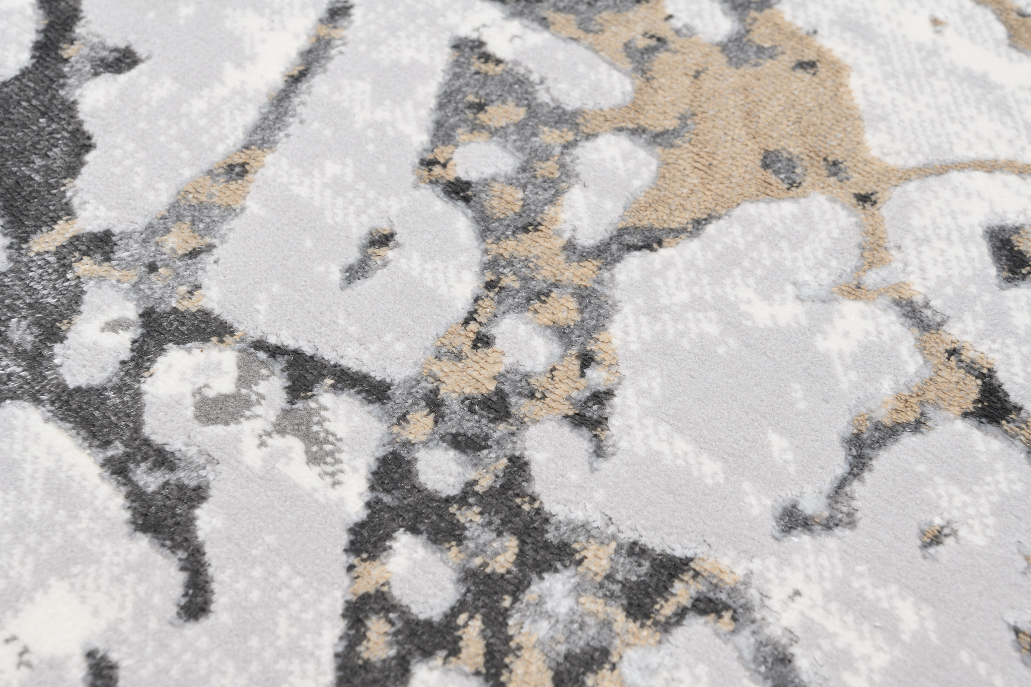 Area Rug Golden Grey Cream Abstract