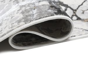 Area Rug Golden Grey Cream Abstract