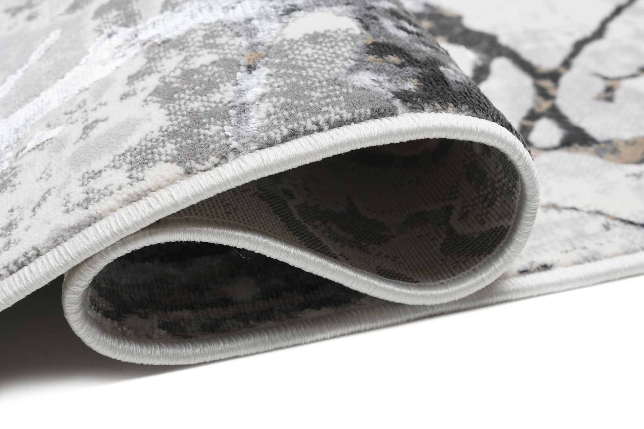 Area Rug Golden Grey Cream Abstract