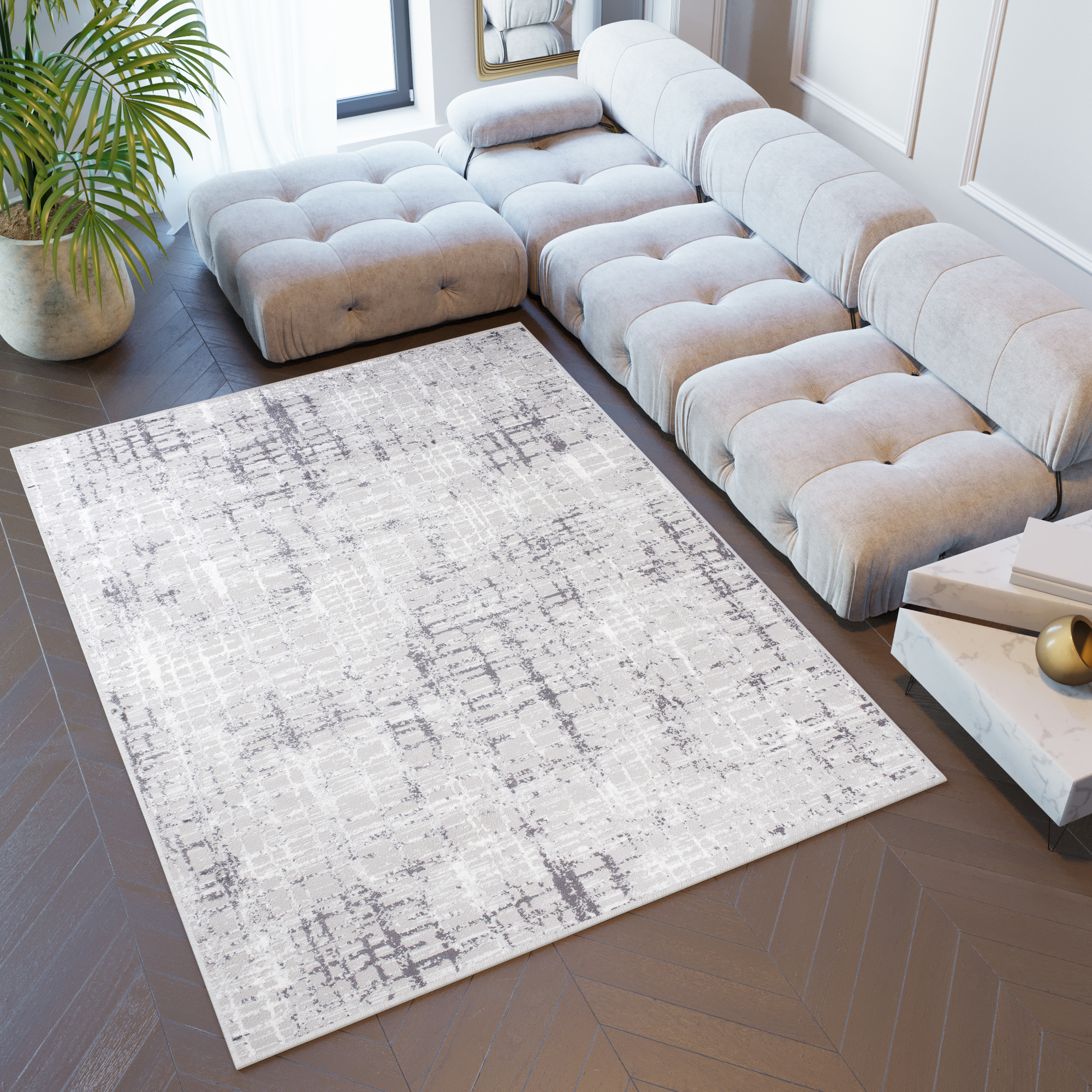 Area Rug Sky Abstract Faded Lines Light Grey