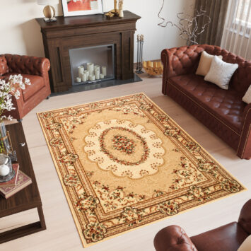Area Rug Yesemek Short Pile Traditional Classic Decorative Cream