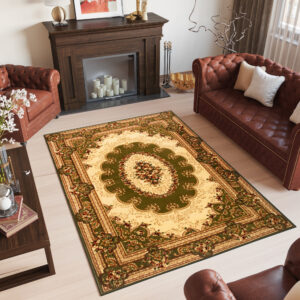 Area Rug Yesemek Short Pile Traditional Classic Decorative Green