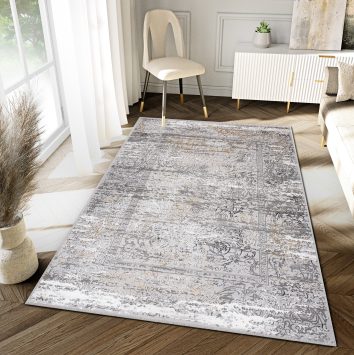 Area Rug Hera Grey Cream Beige Flecked 3D Effect