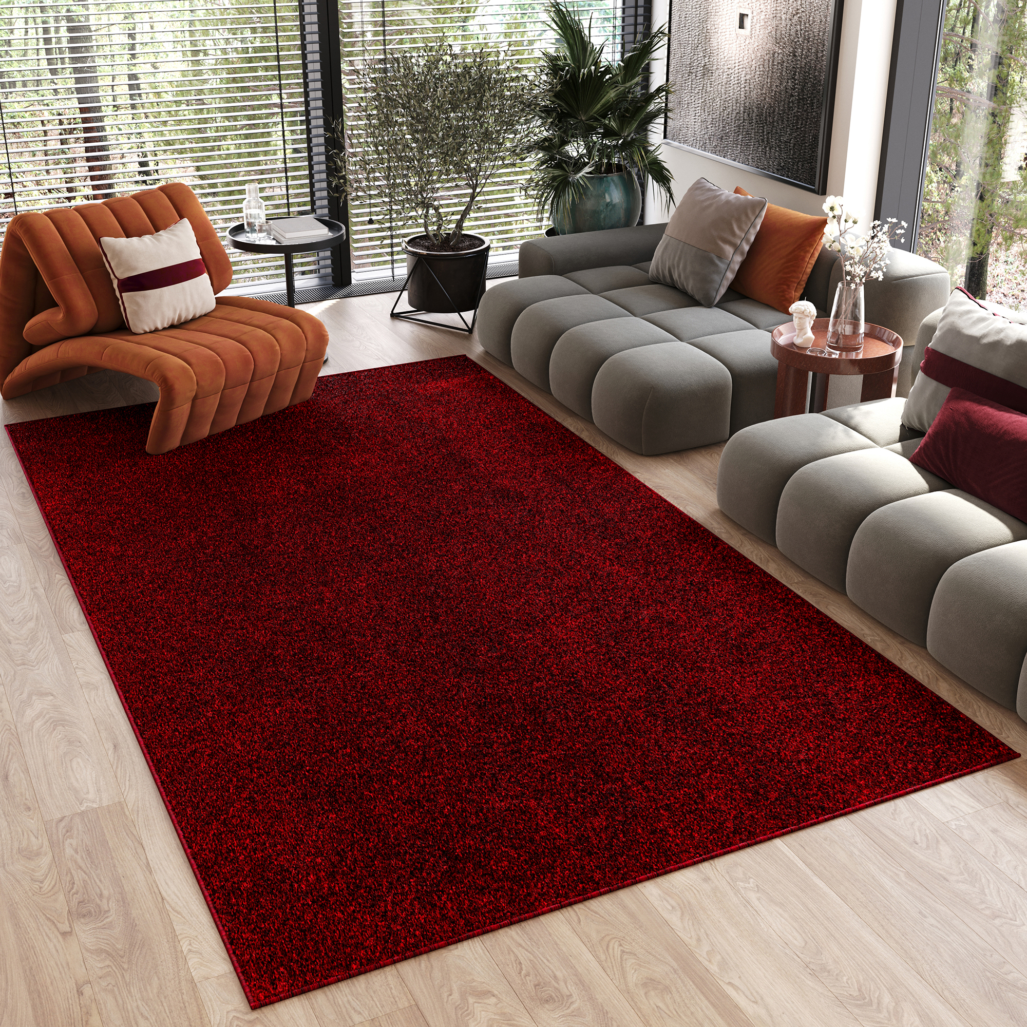 Area Rug Noyan Red Modern Anti-Slip