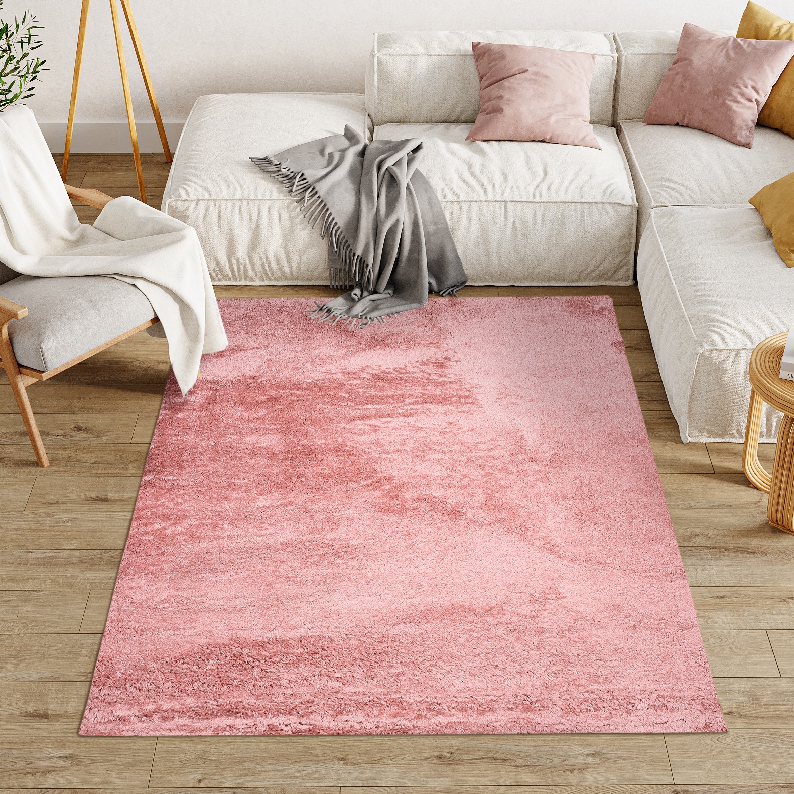 Area Rug Evra Shaggy Plain Candy Pink