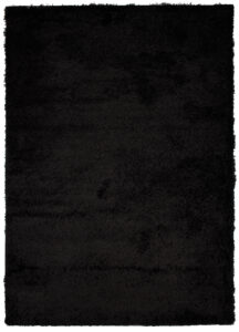 Area Rug Evra Shaggy Dark Plain Black