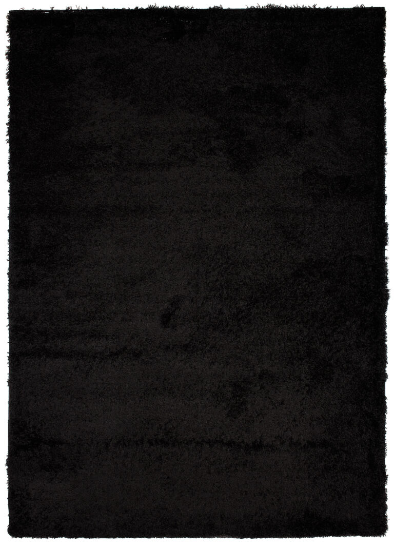 Area Rug Evra Shaggy Dark Plain Black