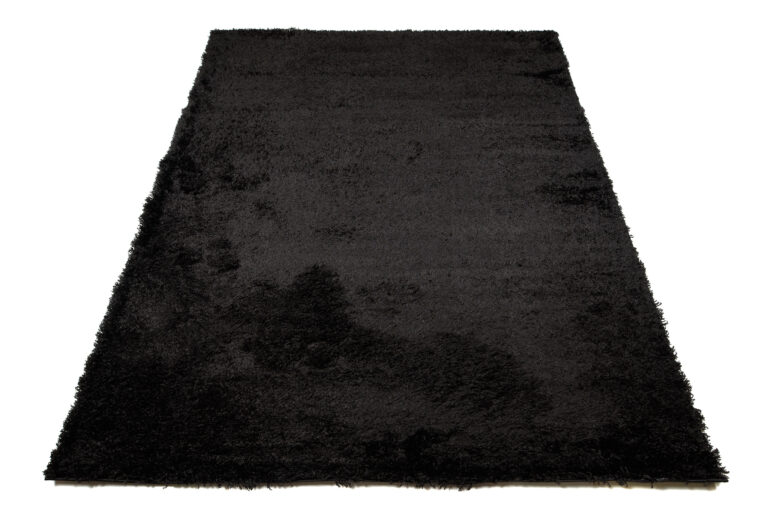 Area Rug Evra Shaggy Dark Plain Black
