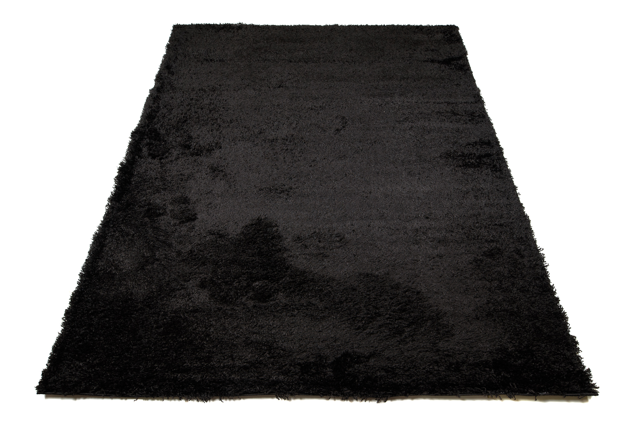 Area Rug Evra Shaggy Dark Plain Black