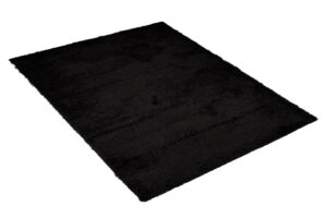 Area Rug Evra Shaggy Dark Plain Black