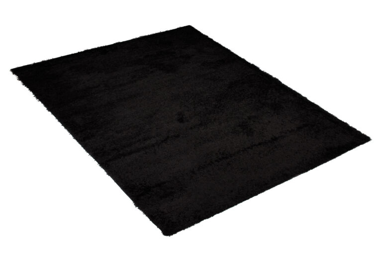 Area Rug Evra Shaggy Dark Plain Black
