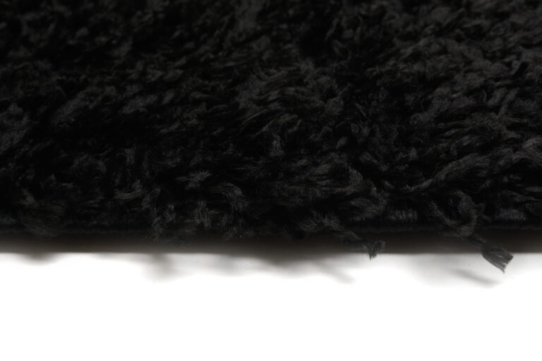 Area Rug Evra Shaggy Dark Plain Black