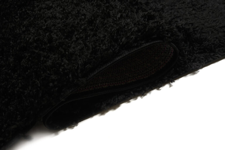 Area Rug Evra Shaggy Dark Plain Black
