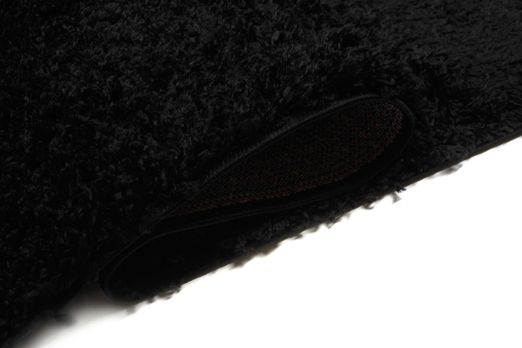 Area Rug Evra Shaggy Dark Plain Black
