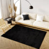 Area Rug Evra Shaggy Dark Plain Black
