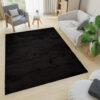 Area Rug Evra Shaggy Dark Plain Black