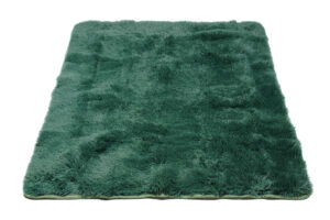 Area Rug Silk Anti-slip Shaggy Dark Green