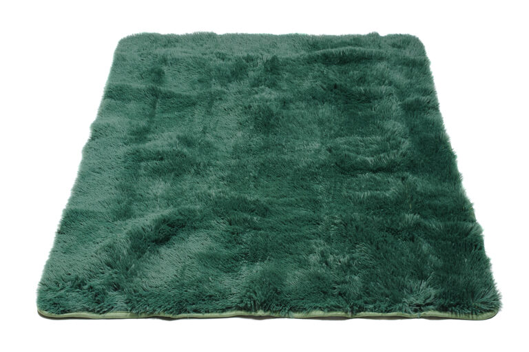 Area Rug Silk Anti-slip Shaggy Dark Green