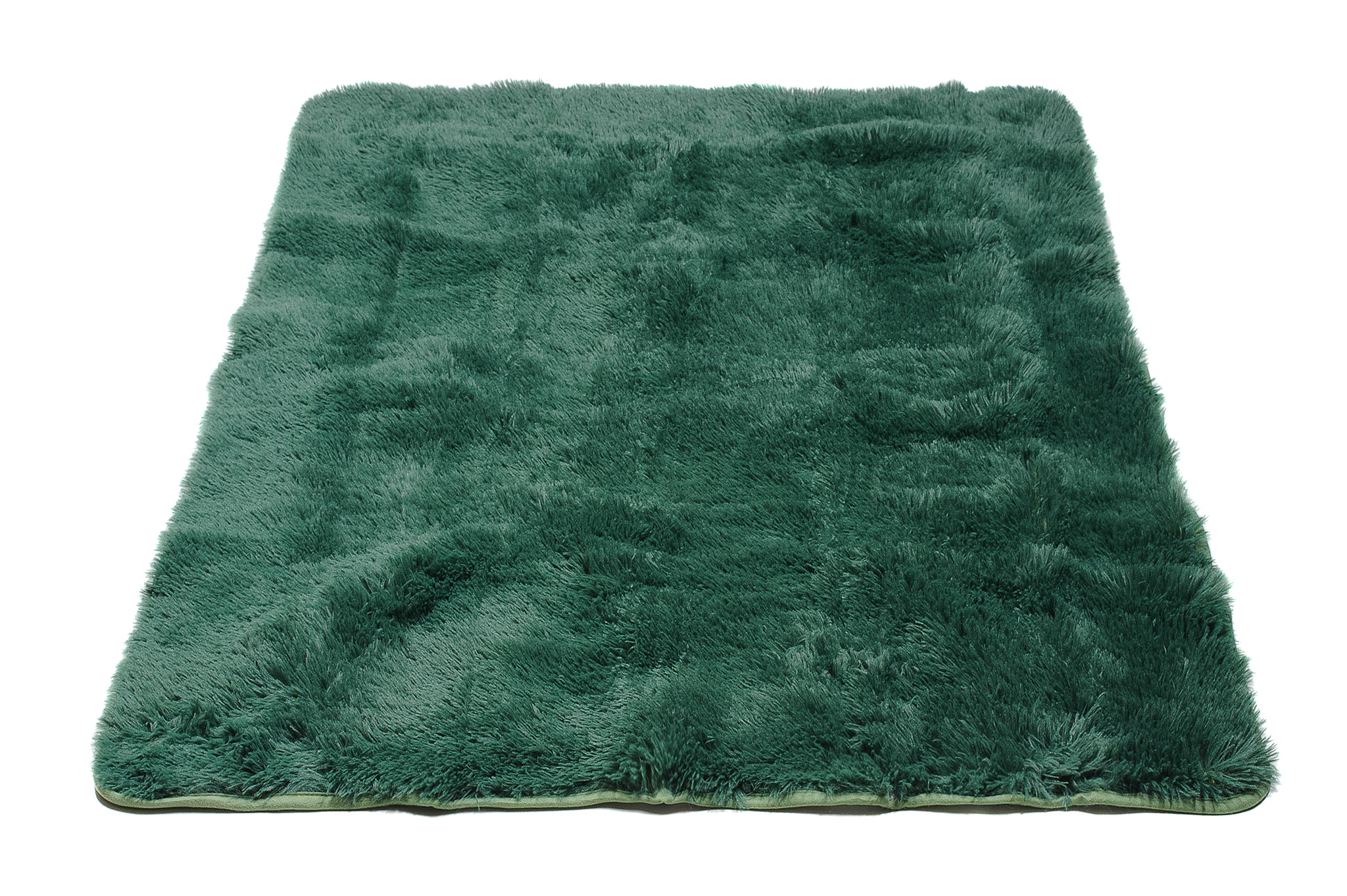 Area Rug Silk Anti-slip Shaggy Dark Green