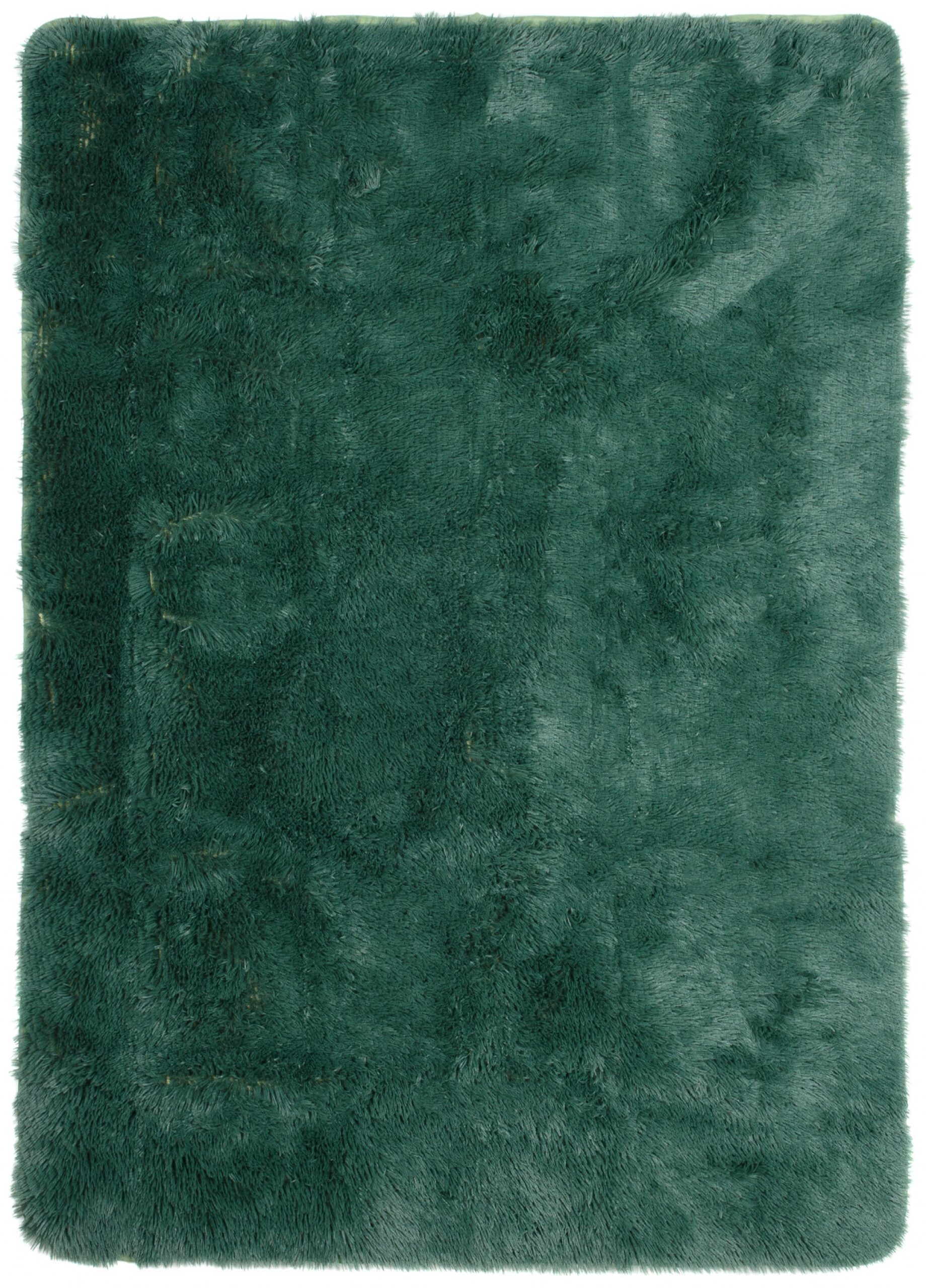 Area Rug Silk Anti-slip Shaggy Dark Green