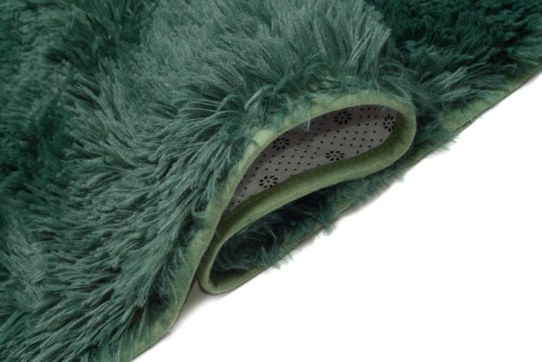 Area Rug Silk Anti-slip Shaggy Dark Green