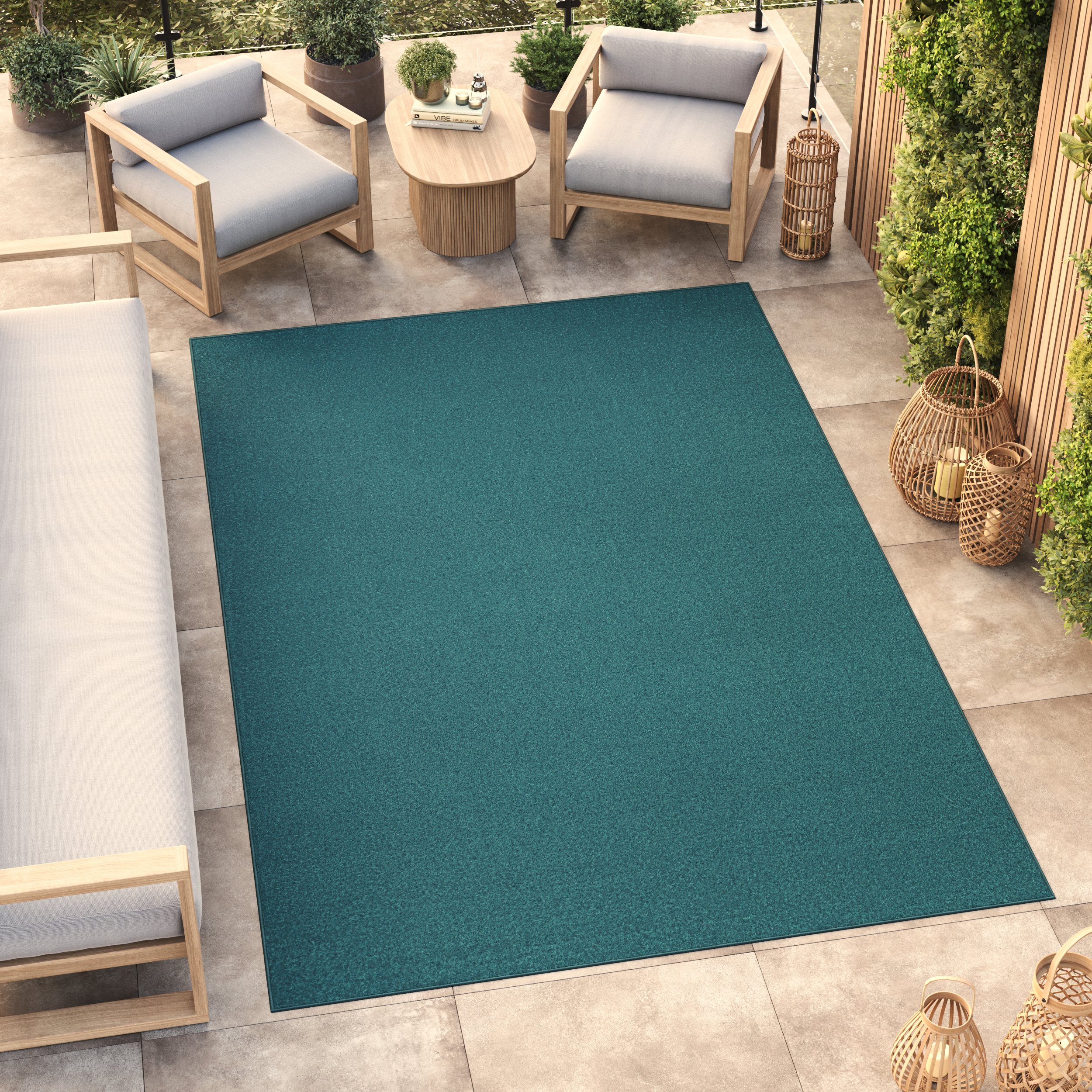 Area Rug Mono Indoor Outdoor Blue