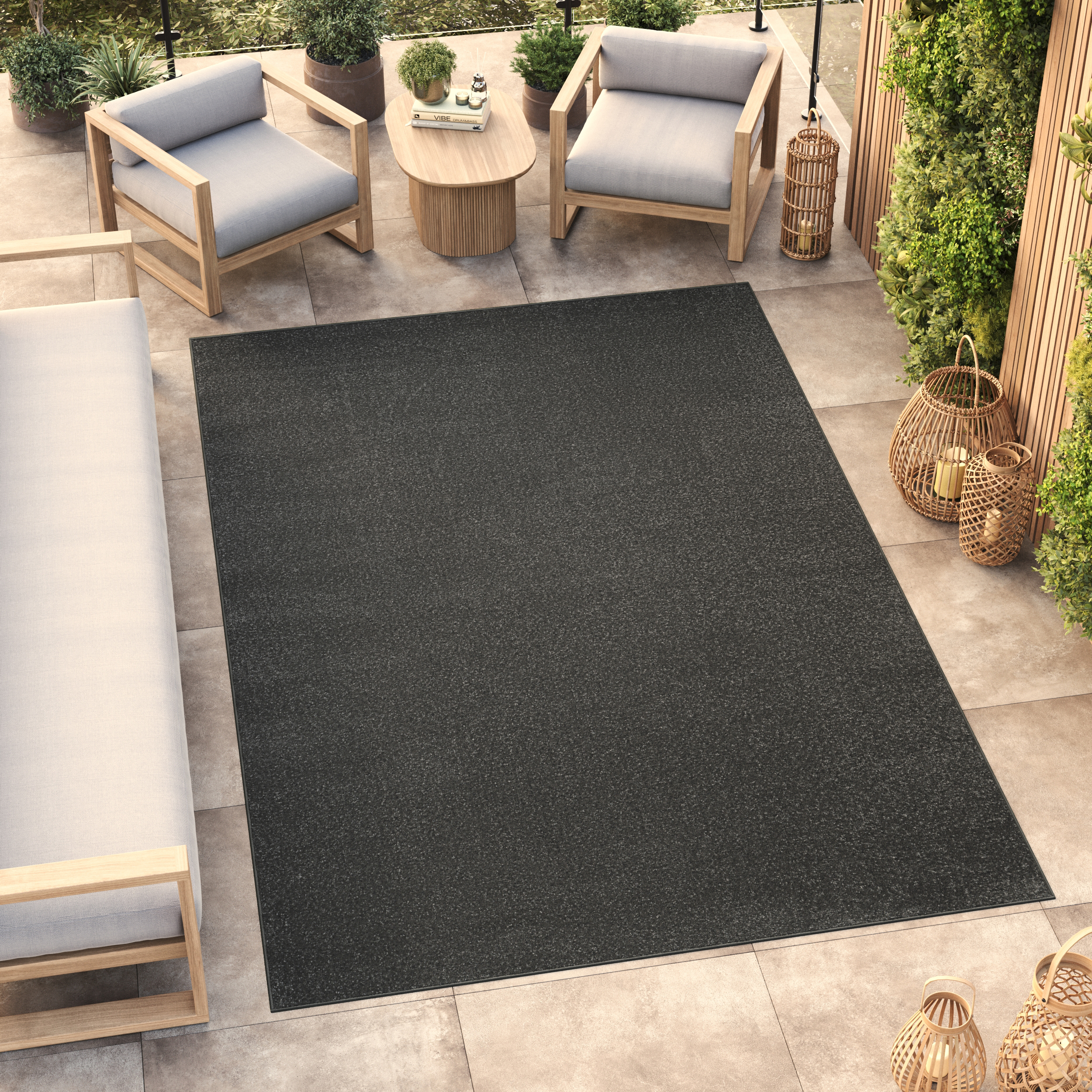 Area Rug Mono Indoor Outdoor Dark Grey