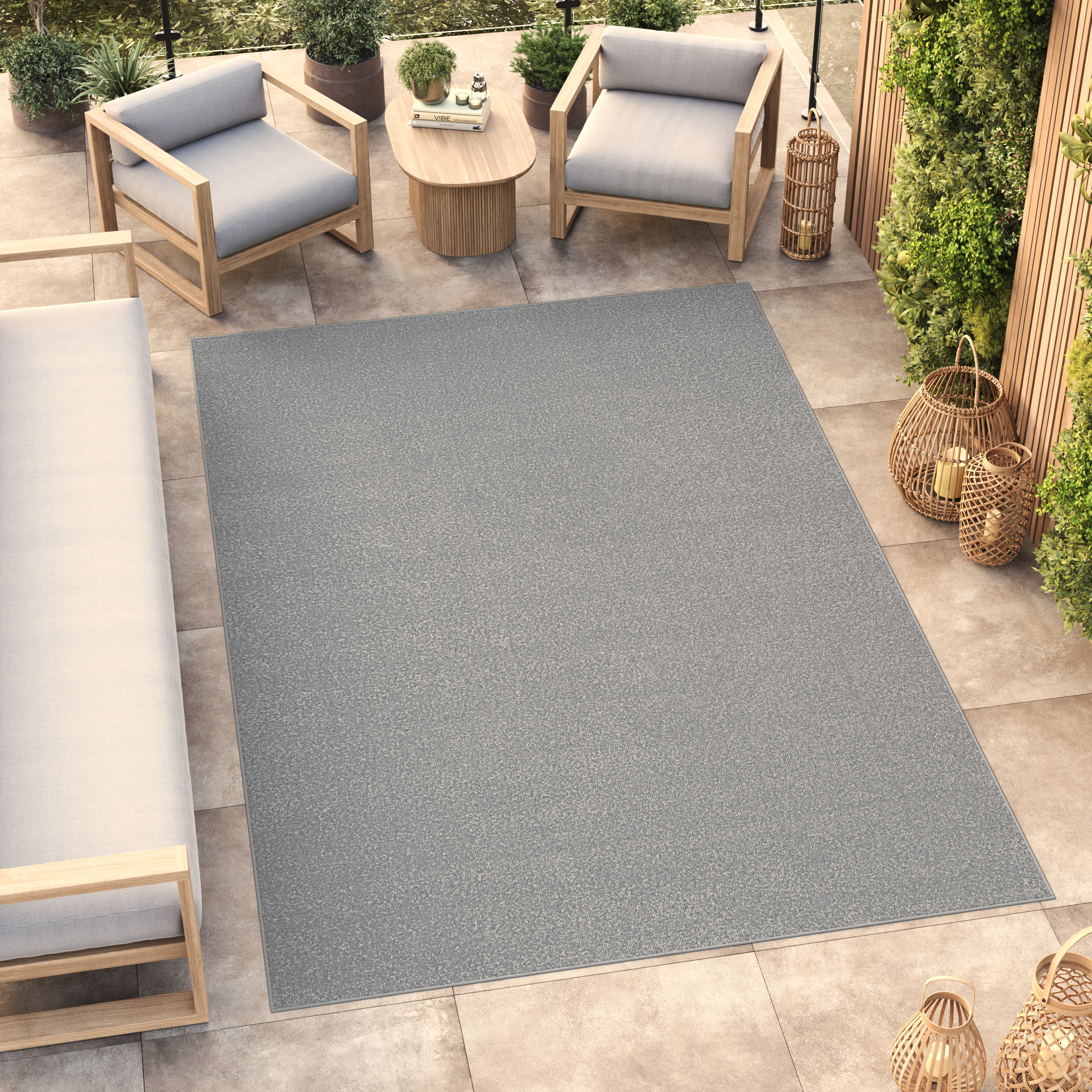 Area Rug Mono Indoor Outdoor Light Grey