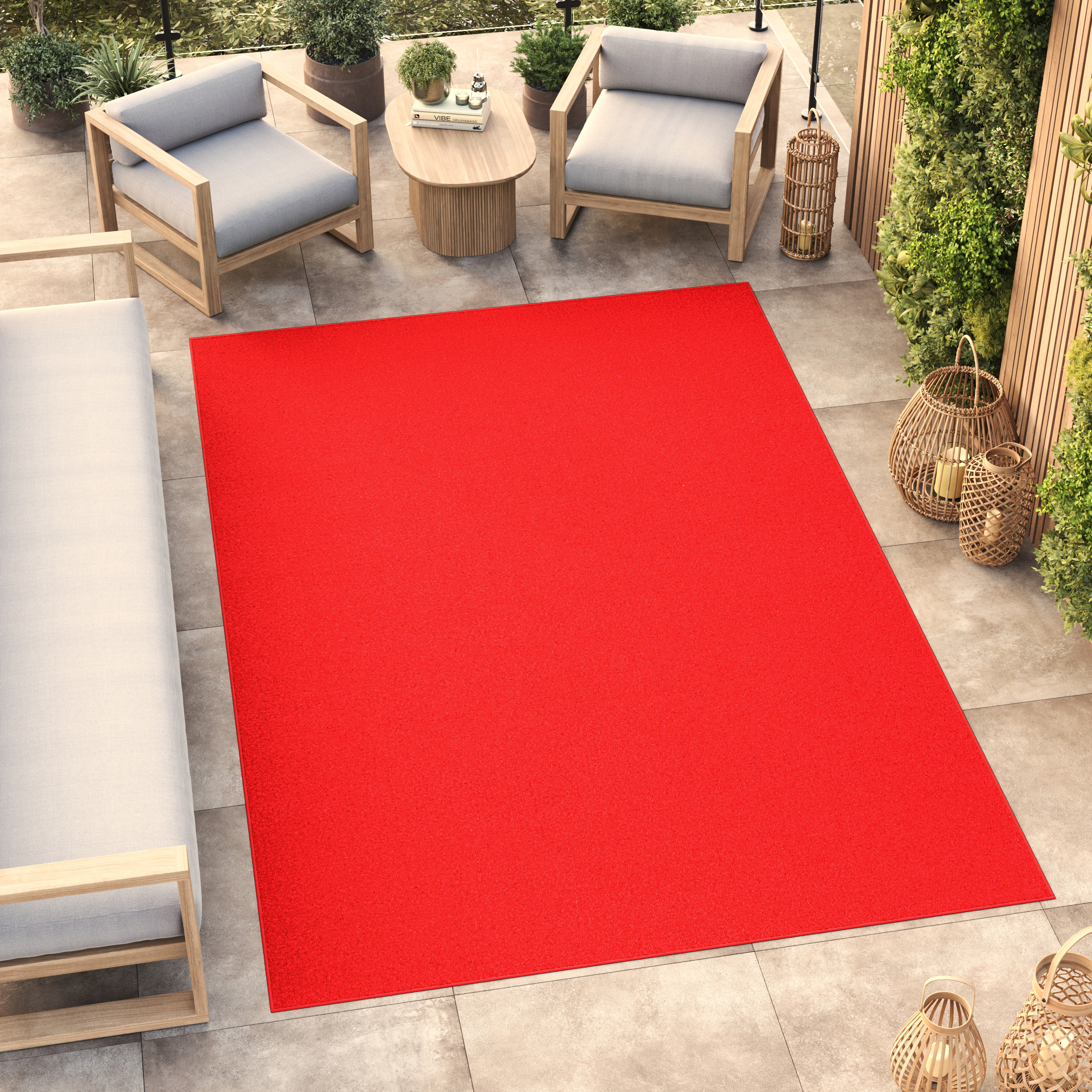 Area Rug Mono Indoor Outdoor Red