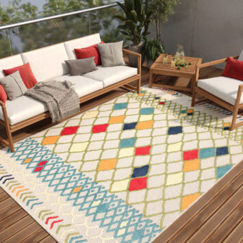 Area Rug Patio Outdoor Multicolour Ethnic