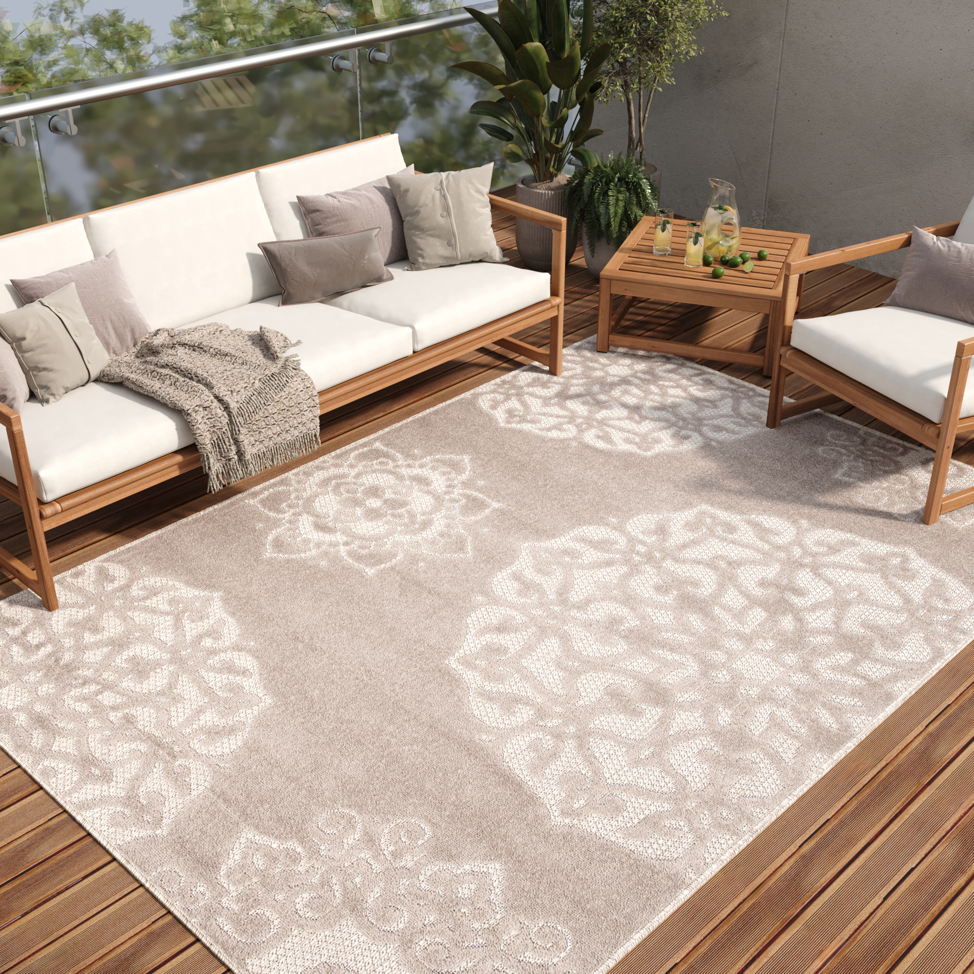 Area Rug Patio Outdoor Grey Ornaments