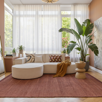 Wool Area Rug Loni Dark Brown