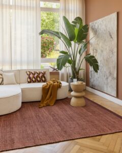 Wool Area Rug Loni Dark Brown