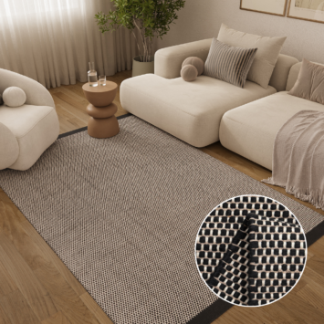 Wool Area Rug Loni Black