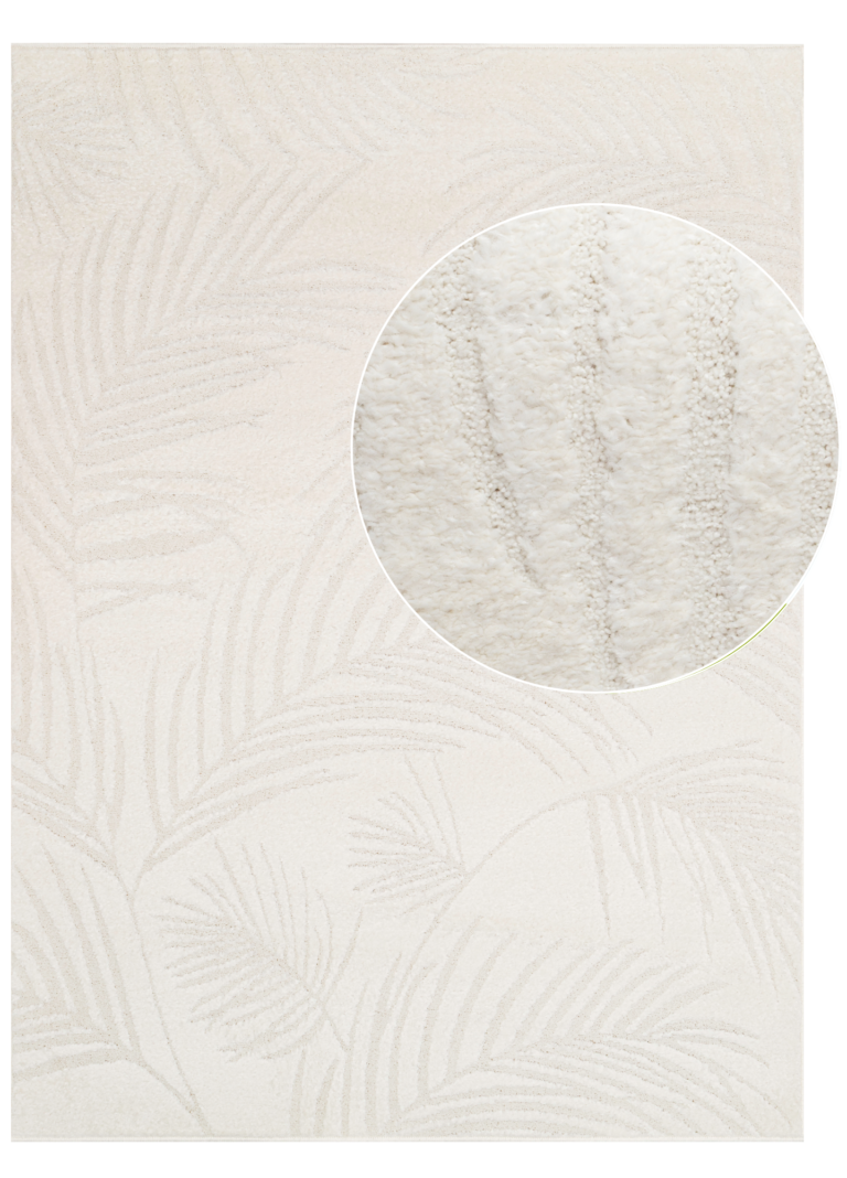 Area Rug Cream Palm Leaves