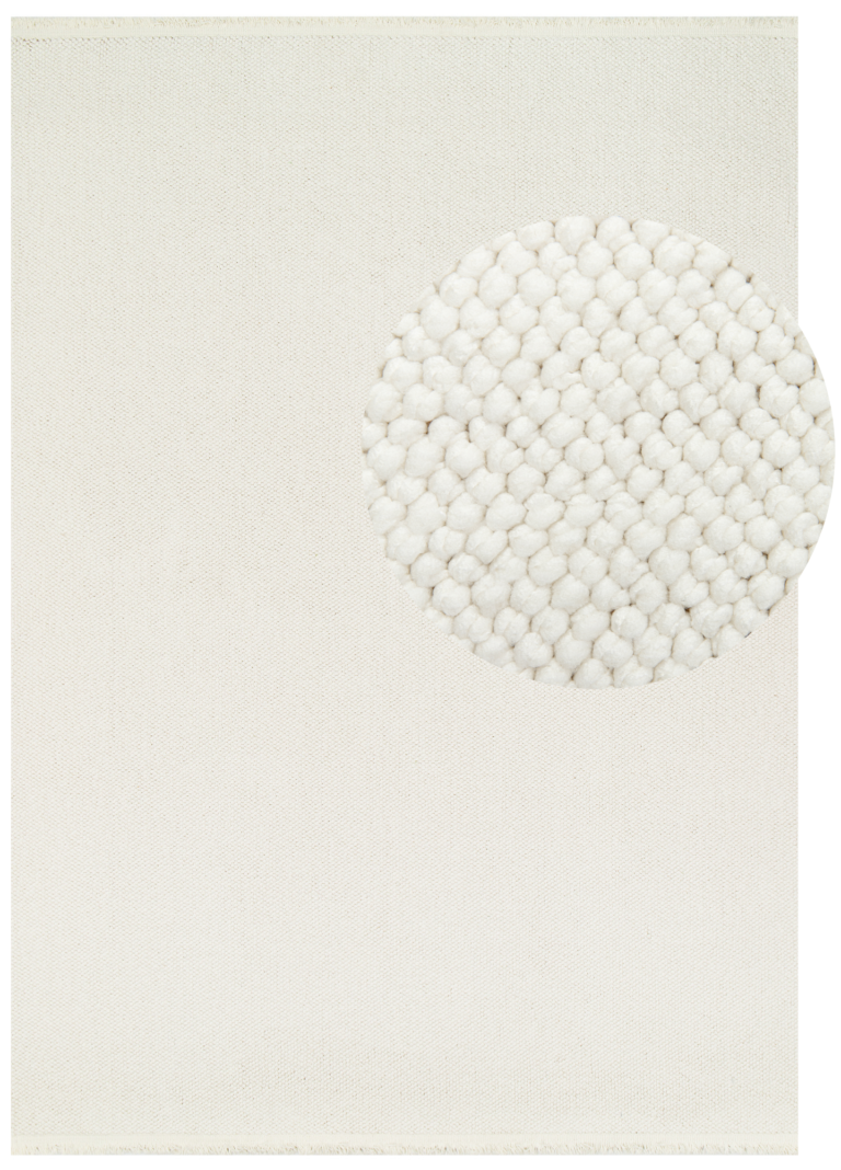 Wool Area Rug Loni White