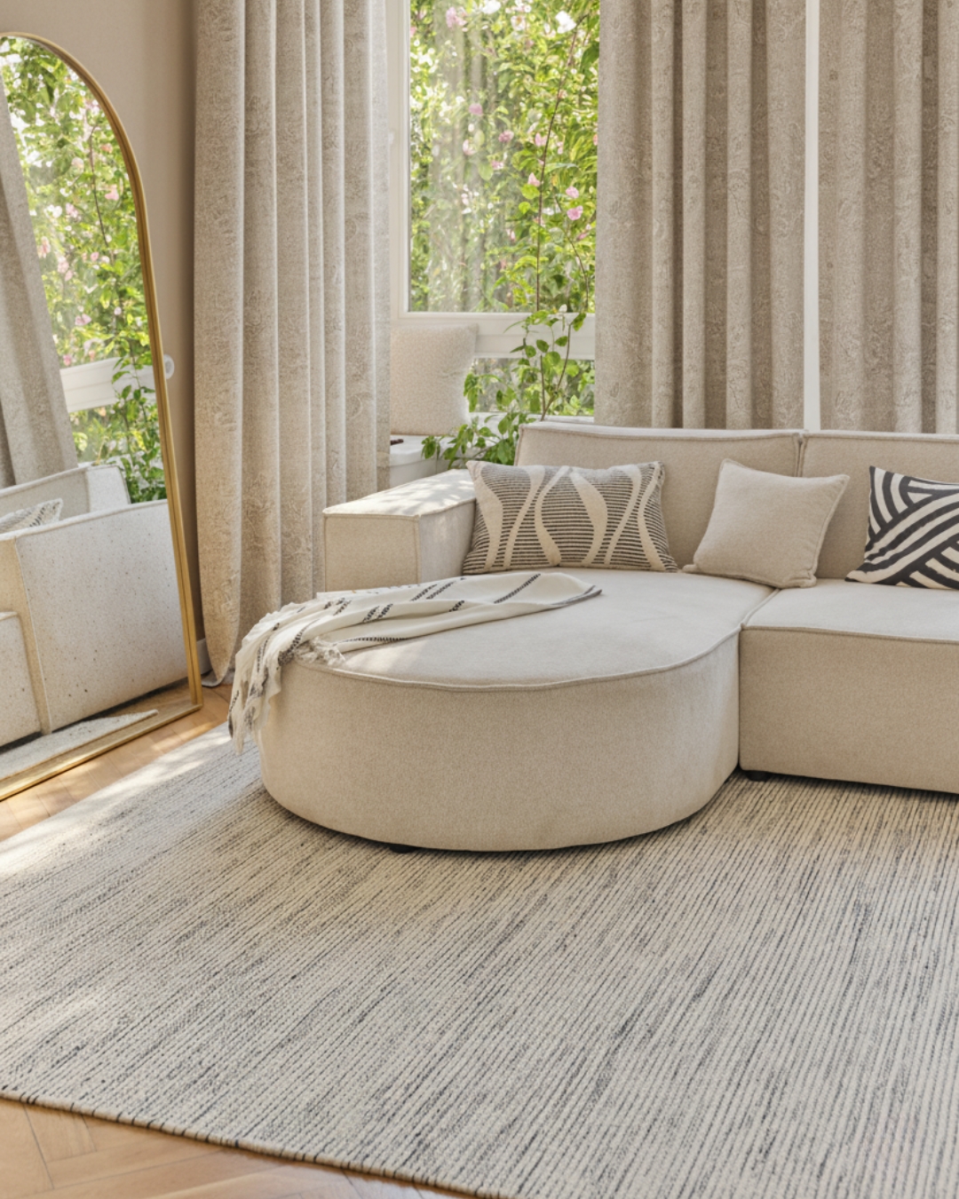 Wool Area Rug Loni Beige
