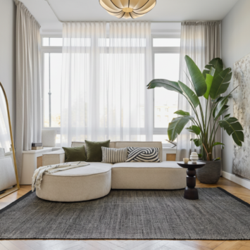 Wool Area Rug Loni Black