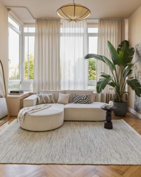 Wool Area Rug Loni Beige