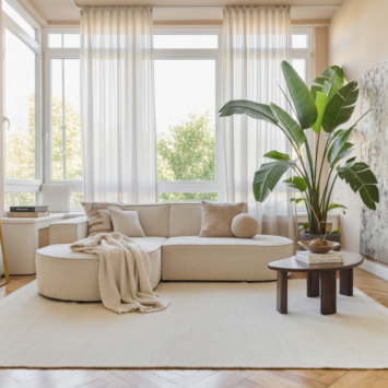 Wool Area Rug Loni White