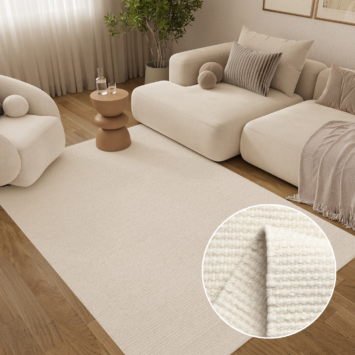 Wool Area Rug Loni White